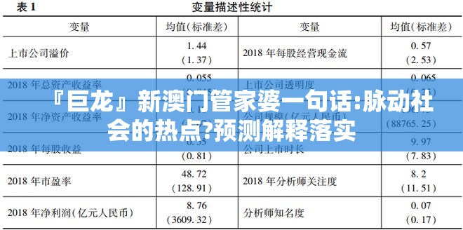 『巨龙』新澳门管家婆一句话:脉动社会的热点?预测解释落实